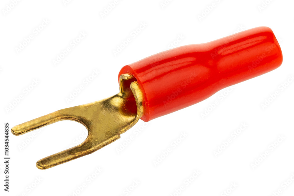 Gold Fork Terminal with Red Insulated Handle Gold Fork Terminal with Red Insulated Handle