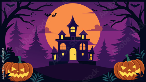 halloween background with house