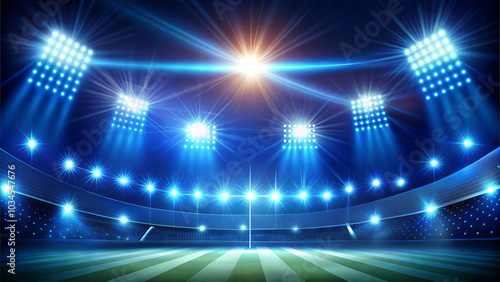 Stadium lights on a dark blue background