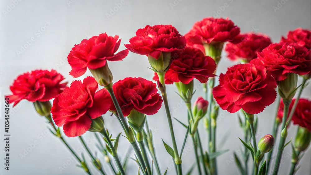 Red carnations on a light background Red carnations on a light background