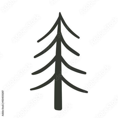 A simple hand-drawn vector Christmas tree. Doodle Christmas tree in minimal style. Christmas and its symbols.