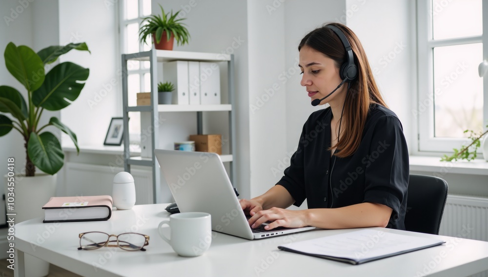 A dedicated technical support expert working efficiently in a streamlined office environment