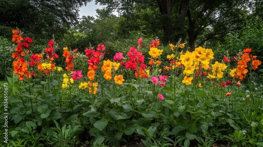 Colorful Garden Bloom with Vibrant Flowers Colorful Garden Bloom with Vibrant Flowers