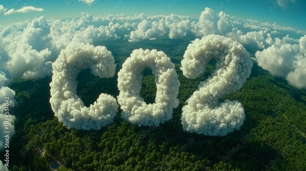 CO2 Cloud Forest, Aerial View of Climate Change, Green Earth, Cloudy Future-Nature's Warning Sign CO2 Cloud Forest, Aerial View of Climate Change, Green Earth, Cloudy Future-Nature's Warning Sign