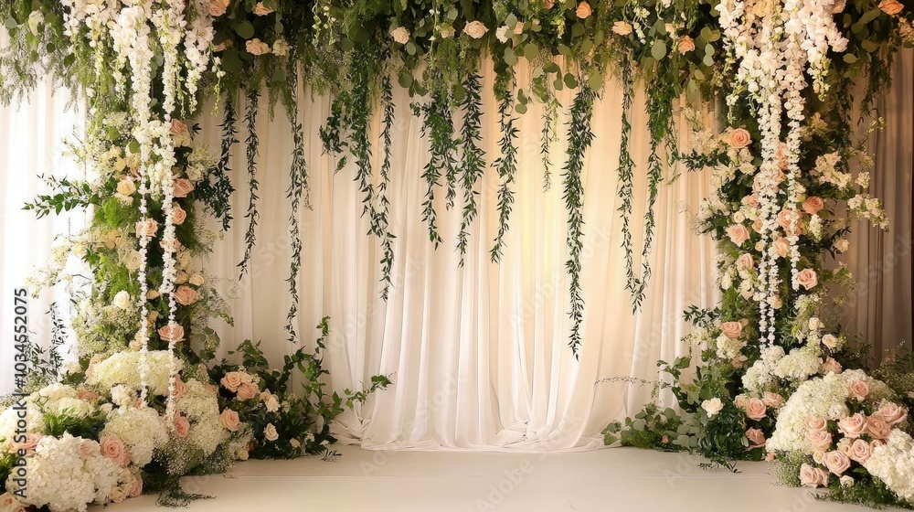 Elegant Floral Backdrop for Celebration Events Elegant Floral Backdrop for Celebration Events
