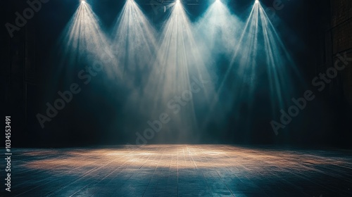 Dramatic Stage Lights in a Dark Atmosphere