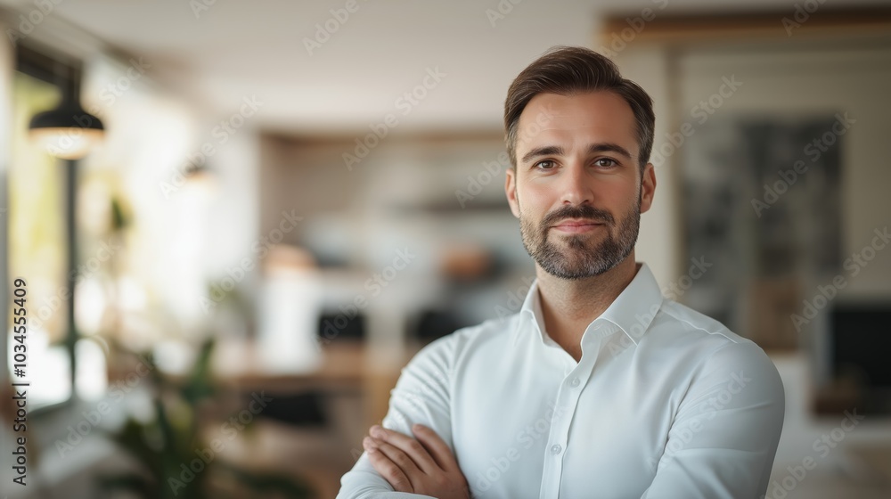 A young man with a beard stands confidently in a modern workspace during daylight hours, showcasing a professional demeanor. A young man with a beard stands confidently in a modern workspace during daylight hours, showcasing a professional demeanor.