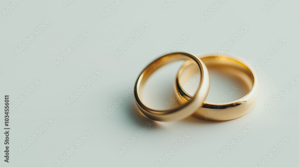 Elegant gold wedding rings resting on a soft surface in a bright setting, symbolizing love and commitment. Elegant gold wedding rings resting on a soft surface in a bright setting, symbolizing love and commitment.