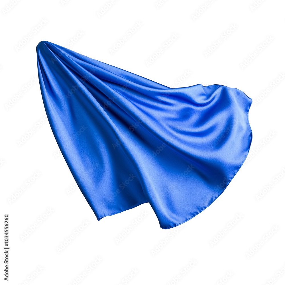 Elegant blue silk fabric flowing gracefully on a transparent background Elegant blue silk fabric flowing gracefully on a transparent background