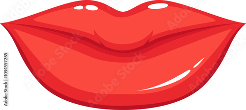 Closed mouth female lips. Cartoon sensual icon