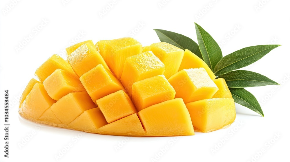 Fresh Mango Slices on a White Background Fresh Mango Slices on a White Background