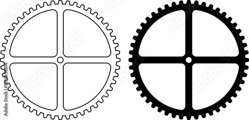 outline silhouette flywheel icon set