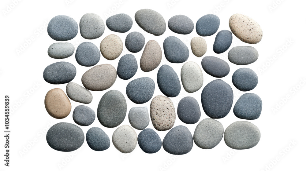 Assorted smooth pebbles on a transparent background Assorted smooth pebbles on a transparent background