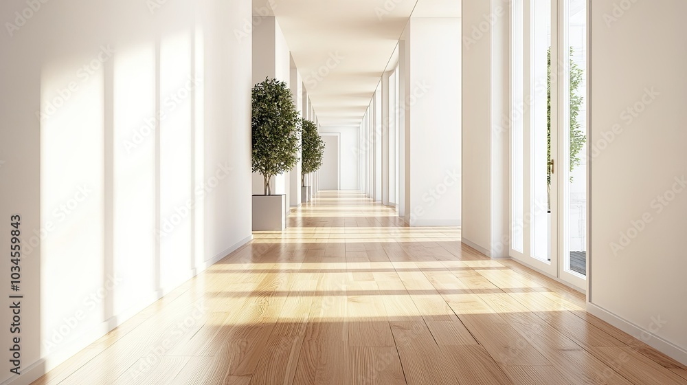 Fototapeta premium Bright Modern Hallway with Natural Light