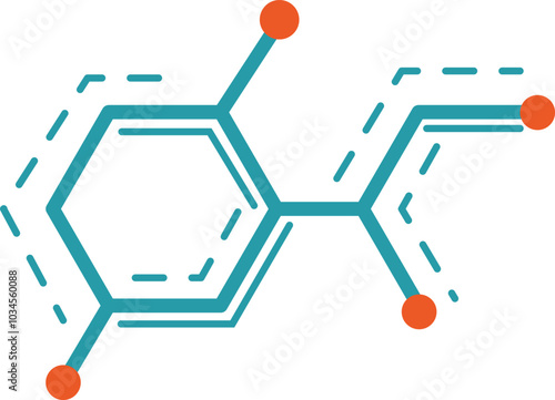 Chemical cell color icon. Science research logo