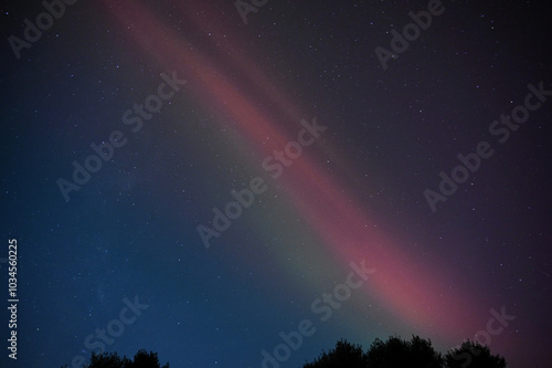 SAR arc with rainbow effect, aurora borealis STEVE phenomenon northern lights