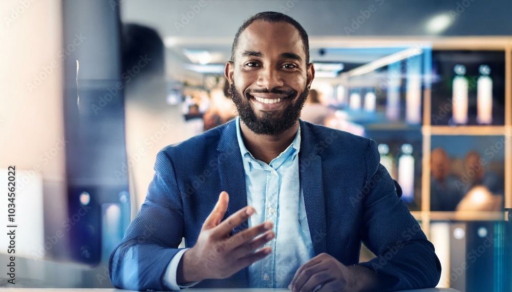African American Man In Video Conference Meeting African American Man In Video Conference Meeting