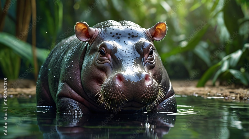 Fototapeta premium Cute Hippo Resting