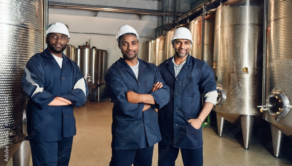 Man Staff At Wine Production Industrial Man Staff At Wine Production Industrial