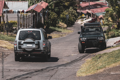 SUV car parked on the roadside in Costa Rica.
