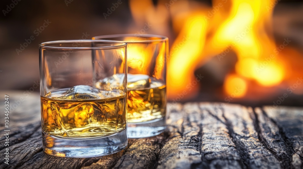 Warm Glow of Whiskey by the Fire at Night Warm Glow of Whiskey by the Fire at Night