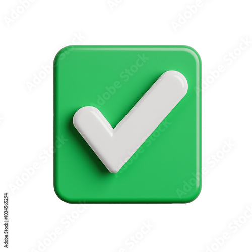 Green square icon with white checkmark on transparent background