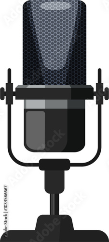 Broadcast microphone. Podcast audio technology. Sound device