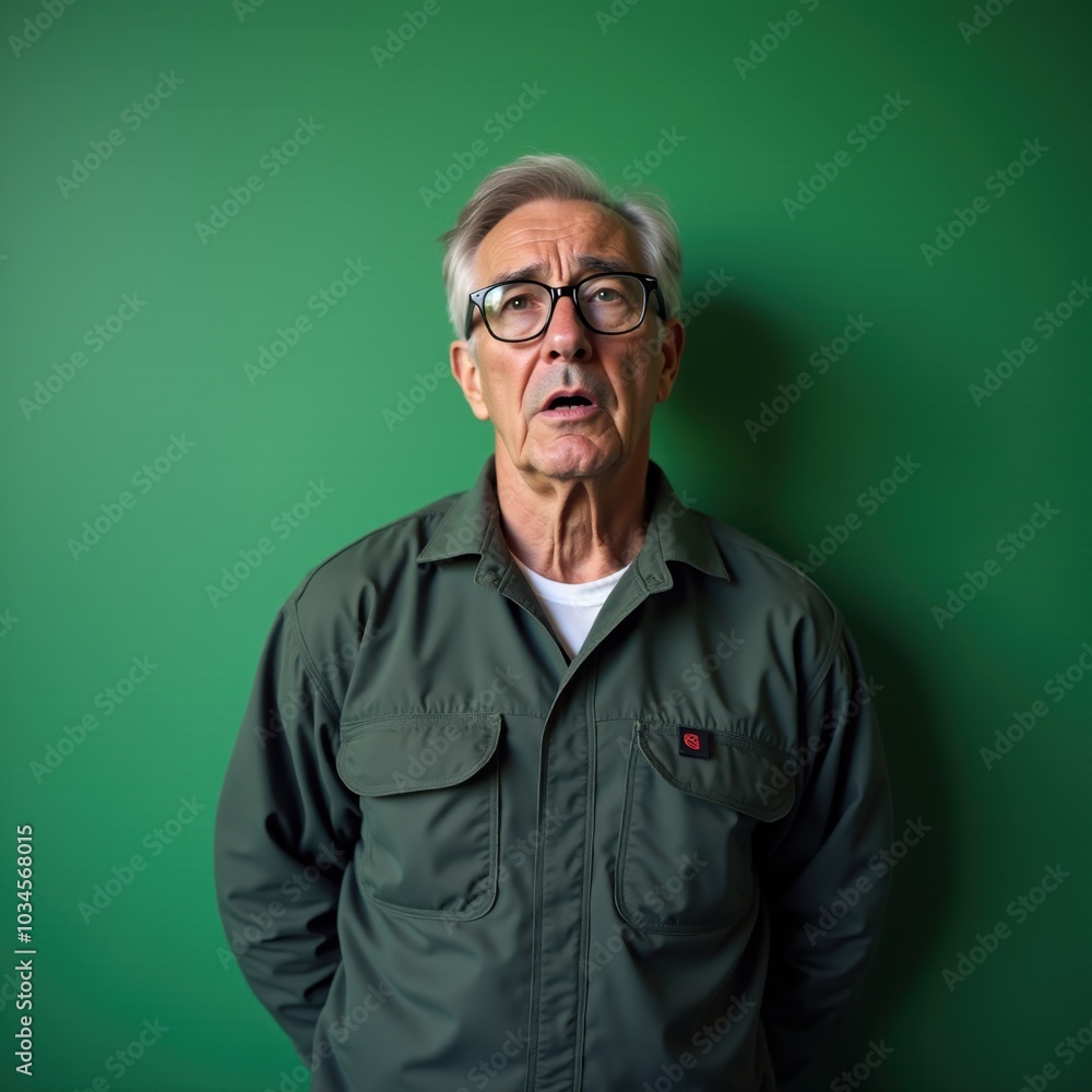 Senior man in a gray shirt, posing against a plain background. Senior man in a gray shirt, posing against a plain background.
