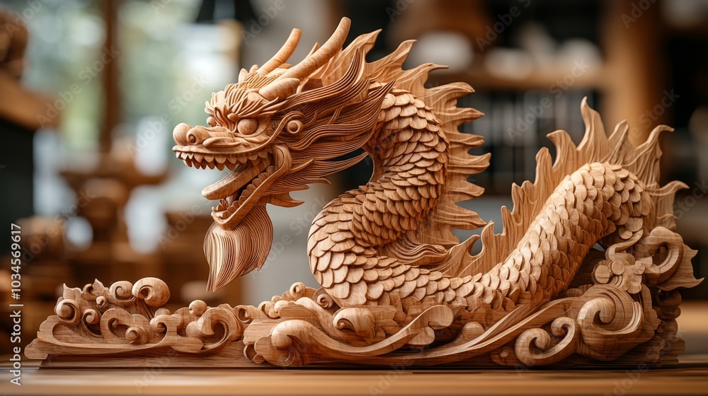 Bespoke Wooden Dragon Art Piece for Modern Office Decor and Display Bespoke Wooden Dragon Art Piece for Modern Office Decor and Display
