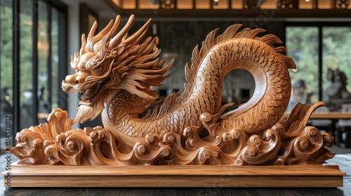 Custom Carved Wooden Dragon Sculpture for Elegant Home Decor and Unique Gift