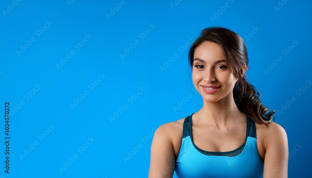 Fitness, floor and portrait of woman on blue background for health Fitness, floor and portrait of woman on blue background for health