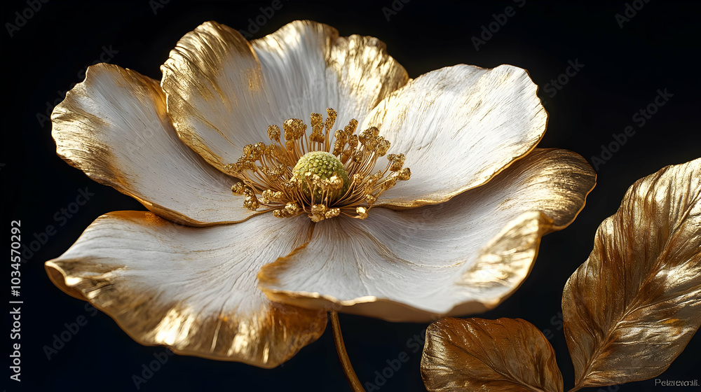 Golden Flower 3D Illustration Golden Flower 3D Illustration