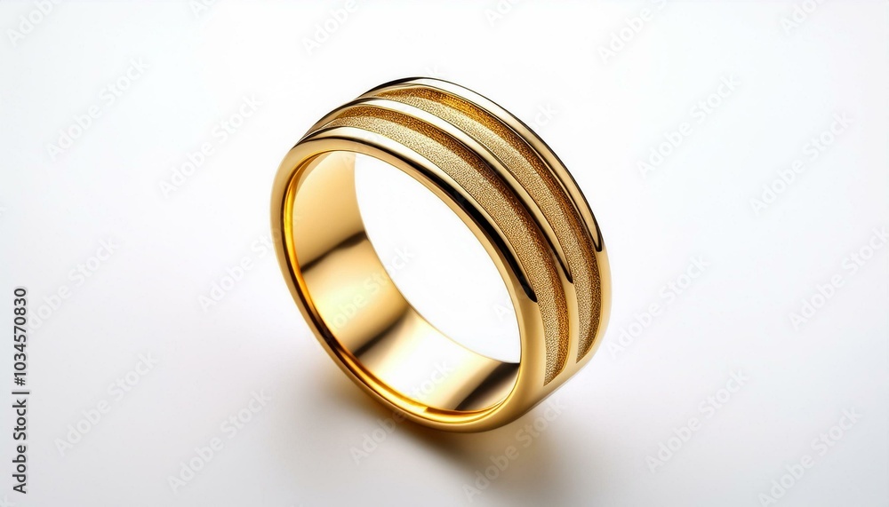 Gold ring on a white background. Yellow gold engagement ring Gold ring on a white background. Yellow gold engagement ring