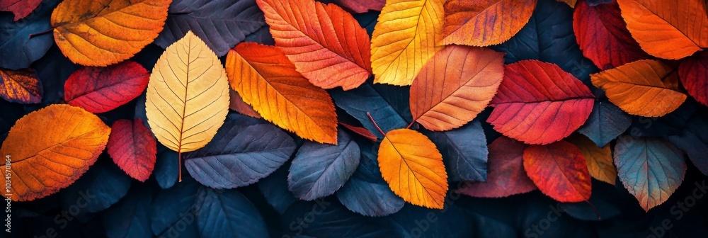 Vibrant autumn leaves in a stunning display of colors. The image showcases a rich blend of warm shades, perfect for seasonal decorations. Ideal for nature lovers and art projects. AI Vibrant autumn leaves in a stunning display of colors. The image showcases a rich blend of warm shades, perfect for seasonal decorations. Ideal for nature lovers and art projects. AI