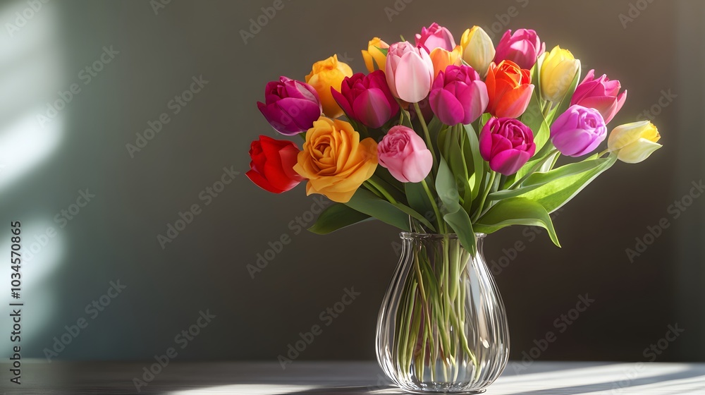 Colorful Bouquet of Tulips and Roses Colorful Bouquet of Tulips and Roses
