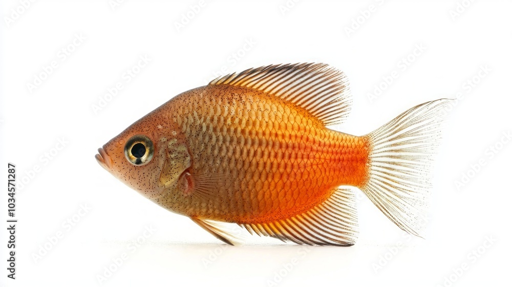 Kissing Gourami displays its striking orange and brown coloration featuring distinct fin patterns and a unique shape. This freshwater fish is captivating. Kissing Gourami displays its striking orange and brown coloration featuring distinct fin patterns and a unique shape. This freshwater fish is captivating.