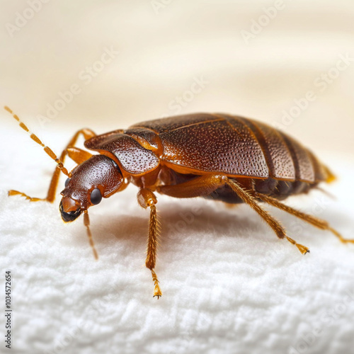 bed bug on white background from the side view 