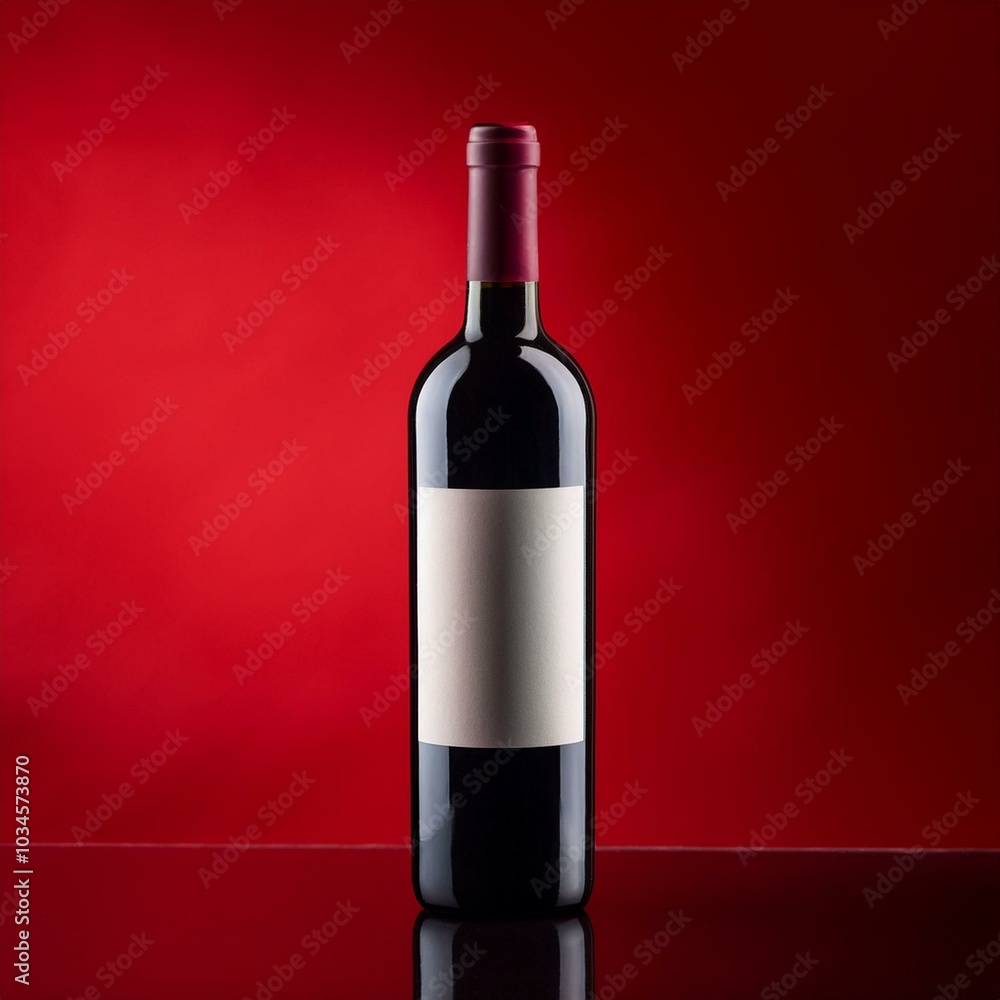 Wine bottle mockup on red background Wine bottle mockup on red background