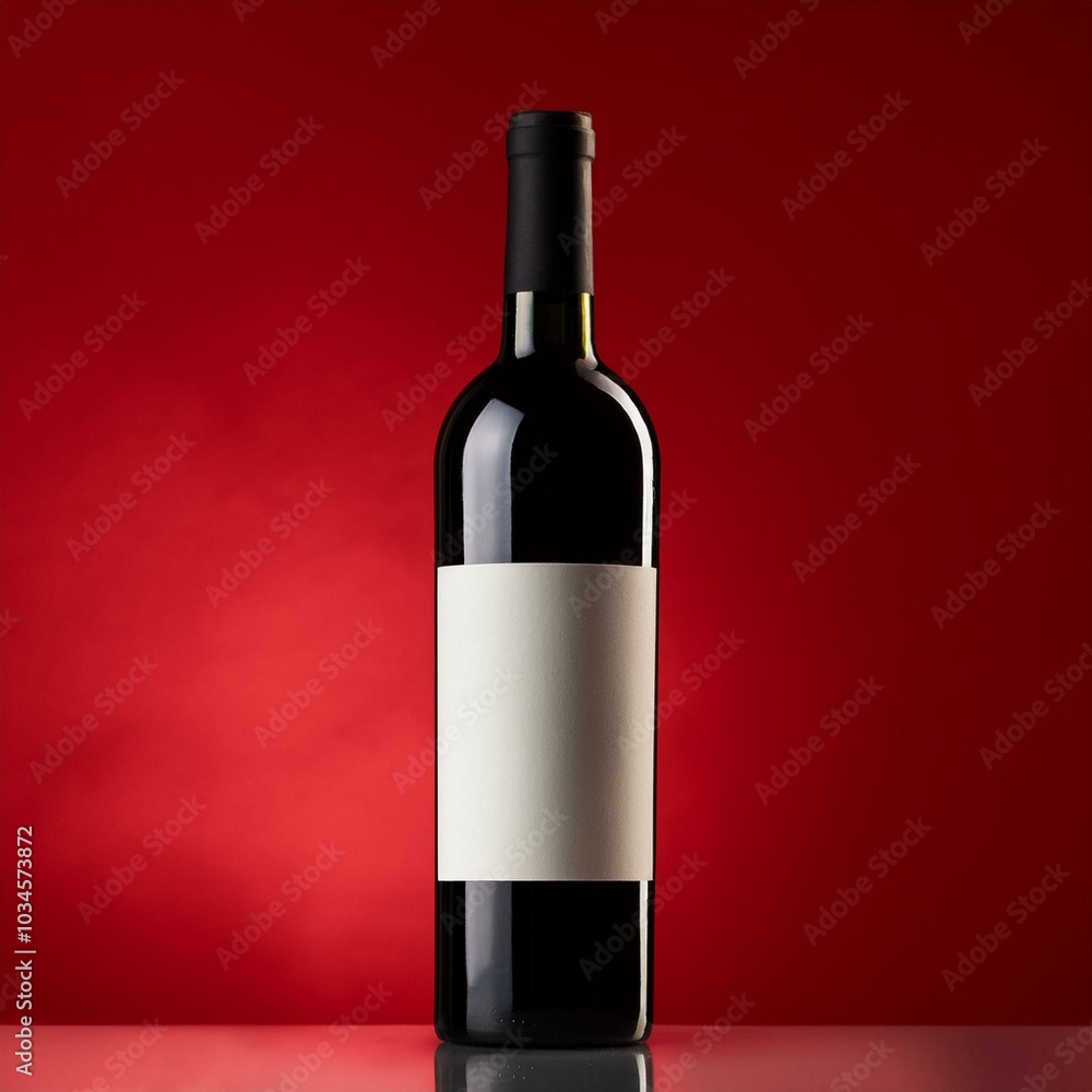 Wine bottle mockup on red background Wine bottle mockup on red background