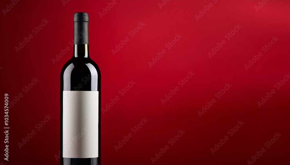 Fototapeta premium Wine bottle isolated. Blank wine bottle on a red background