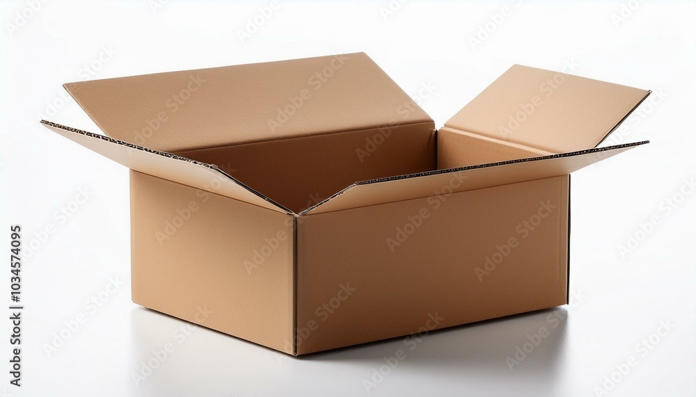 Blank opened cardboard box mockup on white background Blank opened cardboard box mockup on white background