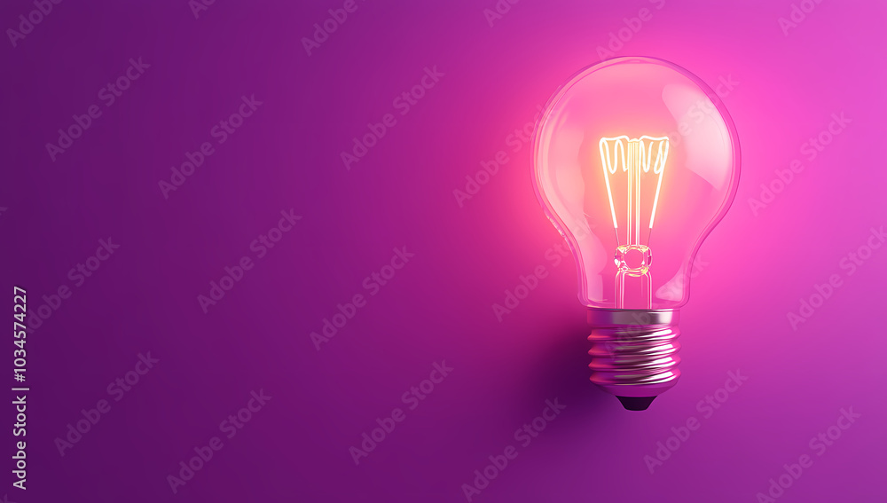 3D render of a light bulb on a purple background with copy space, an idea concept and innovation, business creative technology thinking to success. Generative AI . 3D render of a light bulb on a purple background with copy space, an idea concept and innovation, business creative technology thinking to success. Generative AI .