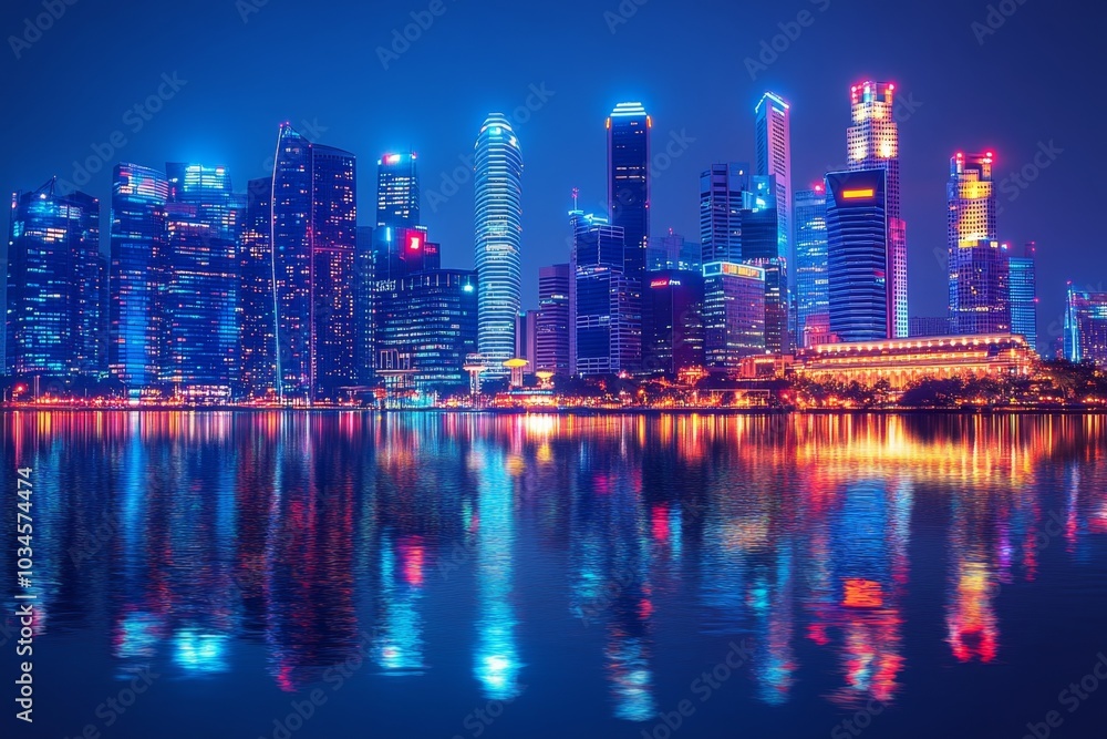 Naklejka premium Smart City Innovation Scene with Digital Transformation and Futuristic Cityscape