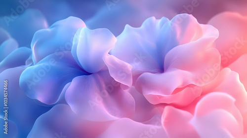 Abstract Background with Soft Pink and Blue Floral Shapes