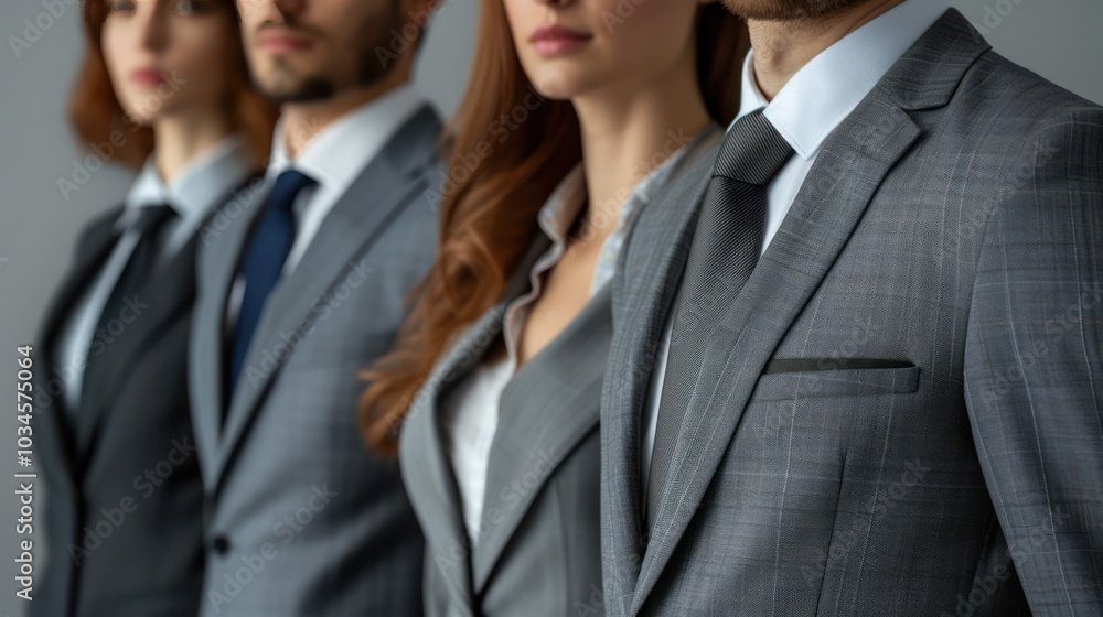 Professional Business Team in Suits on Gray Background Professional Business Team in Suits on Gray Background