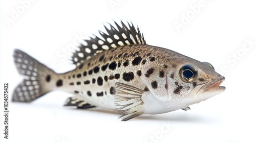 Spotted Drum swims gracefully displaying its intricate patterns and striking colors. The image highlights its smooth body and distinctive spots conveying the beauty of this fish species.