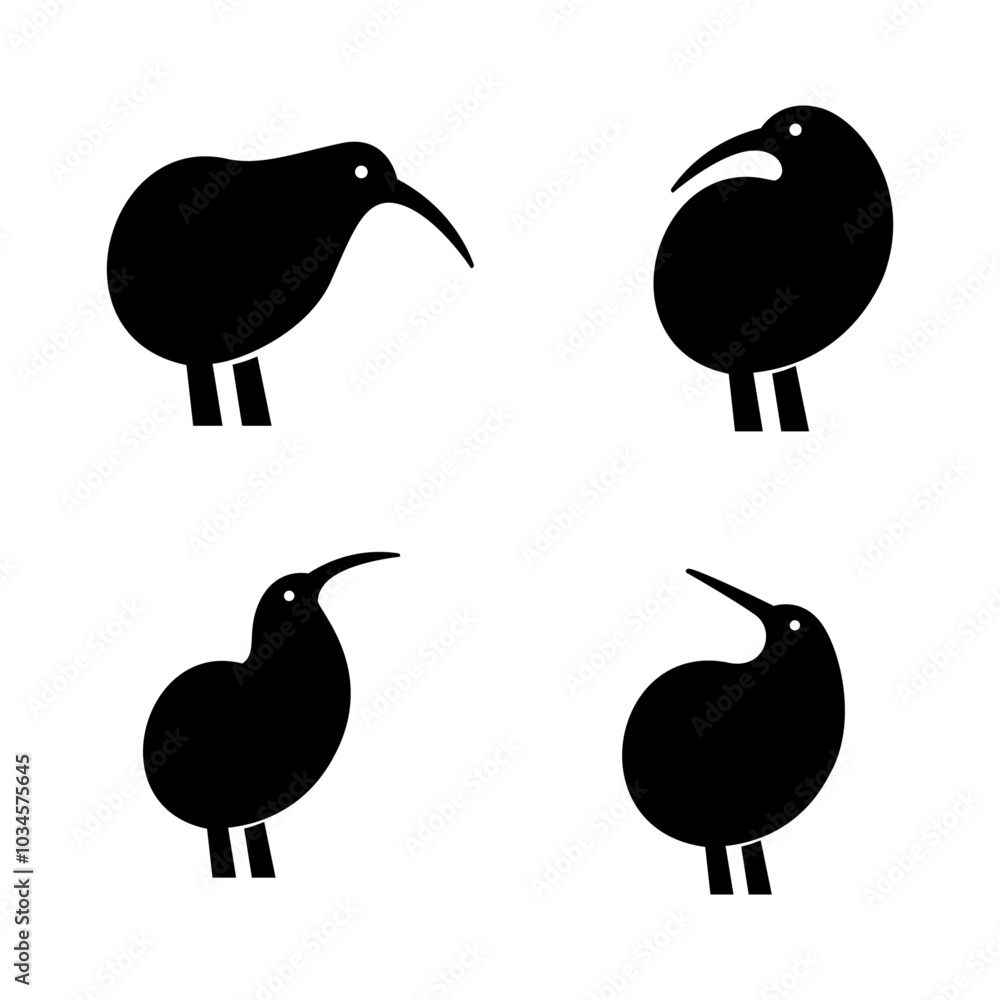 Kiwi bird logo icon design minimal simple black white Kiwi bird logo icon design minimal simple black white