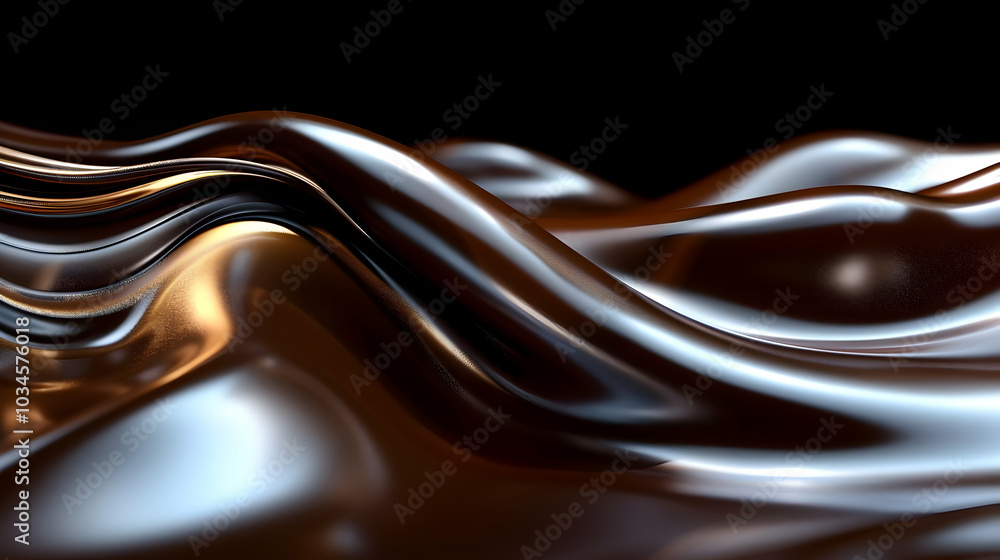 Abstract 3D Brown Waves with Shiny Surface Abstract 3D Brown Waves with Shiny Surface