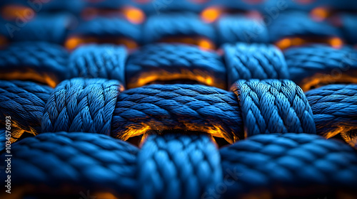 Abstract Blue and Orange Rope Texture 3D Render