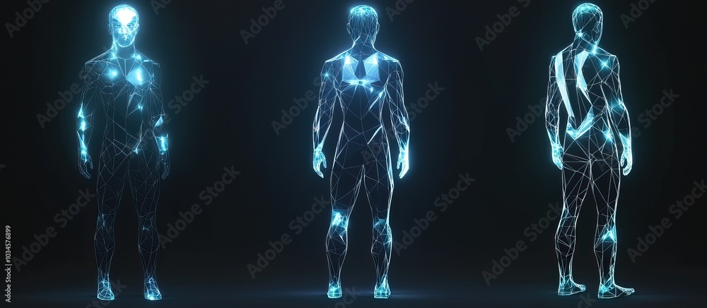 Glowing Human Body Made of Lines and Dots Glowing Human Body Made of Lines and Dots